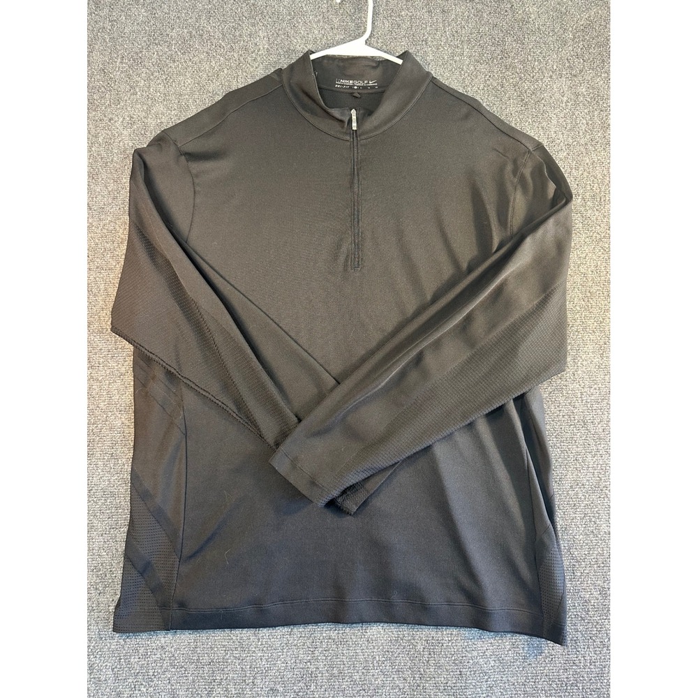 Nike Golf Mens Dri-FIT 1/4 Zip Pullover Black Mesh Back XL Performance Top